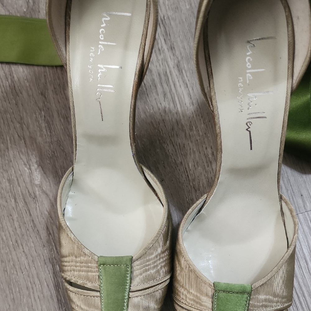 Nicole Miller Beige and Olive Women's Heels